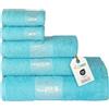 nice homeit - Set di 5 Asciugamani in 100% Cotone Filato ad Anello - Asciugamano da Bagno di Qualità, Morbidi e Assorbenti - Ideale per Bagno, Palestra, Hotel e Spa. Made in Italy (Azzurro acqua)