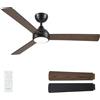 CJOY Ventilatore da Soffitto con Luce, 132cm Ventilatore da Soffitto con Luce e Telecomando, 6 Velocità, Silenzioso Reversibili, 3 Pale Nero/Legno, Memoria 3 CCT Dimmerabile, Timer, Modalità Sleep