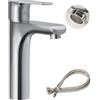 SOLVEX Rubinetto da bagno, in acciaio inox, miscelatore monocomando per lavabo e lavabo, regolabile a caldo e freddo, cromato, SP-10008