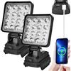 GAOUTO LED Lampada da lavoro: 2 Pezzi, 27W Faretto LED Portatile, Ricarica USB, per Interni ed Esterni (18V)