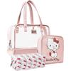 Get Trend Hello Kitty Beauty Case Donna Ragazza, Set 3 Pezzi Borsa Trasparente, Pochette e Porta Trucchi, Beauty da Viaggio per Make Up (Rosa Hello Kitty)