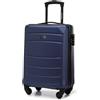 WITTCHEN Valigia da Cabina Trolley Bagaglio a Mano Valigia a rotelle Valigia piccola Trolley guscio duro in ABS con 4 ruote spinner Serratura a combinazione Maniglia telescopica Globe Line blu navy