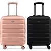 Flight Knight Set di 2 Valigie Rigide in ABS Leggere a 4 Ruote - Bagaglio a mano approvato per oltre 60 compagnie aeree tra cui easyJet, Jet2 e dimensioni massime per Ryanair (Priorita) 55x40x20cm