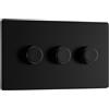 British General BG Electric, interruttore intelligente a piastra piatta senza viti, triplo dimmer, nero opaco, 2 vie