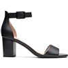 Clarks Deva Mae, Sandali con Cinturino alla Caviglia Donna, Black Leather, 40 EU