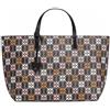 Pinko Shopping Grande Pelle Stampa Logo, Borsa Donna, ZM7Q_Nero/Marrone/Bianco.Antique Go, Taglia Unica