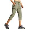 Libin Pantaloncini Trekking Capri Donna Estate Escursionismo Asciugatura Rapida Traspiranti Outdoor Running Shorts Atletico con Tasche Cerniera, Salvia d'Argento XL