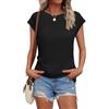 AirMood Maglietta da Donna a Girocollo con Maniche ad Aletta, Estiva, Casual, Tinta Unita, Nero, L