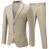 Allthemen Abito da Uomo 2 Pezzi Completo da Sposa Slim Fit a Due Bottoni Abiti da Lavoro Blazer Giacche Casual Pantaloni Beige Grigio S