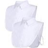 JFAN Finto Collare Donna 2 Pezzi Camicetta Joker Mezza Staccabile Decorativo Camicia Cotone Tinta Unita Falso Bavero