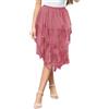 Wikoan Gonna in Ulle da Donna Elegante Abito Asimmetrico a Tre Strati in Tulle Trasparente con Fodera,Gonna a Rete da Principessa,Rosa Carne,S