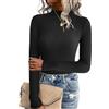 Zeagoo Maglione Lavorato a Maglia a Maniche Lunghe da Donna Tinta Unita Maglione Lavorato a Maglia Slim Fit Top Elasticizzato Top Dolcevita Basic Camicia a Collo Alto Nero L