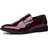 Sprifloral Mocassini da uomo in pelle verniciata, alla moda, con lacci, scarpe brogue formali, per abiti da matrimonio, Blu, 43.5 EU