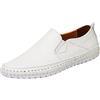 rismart Loafer e Mocassini Uomo Pelle Scivolare Scarpe da Guida Pantofole Bianco,43