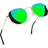 Joopin Occhiali da Sole Polarizzati Donna Protezione UV Esagonale Montatura in Metallo Moda Retrò Stile Irregolare Poligonale Occhiale da Sole da Uomo (Lenti Verdi)