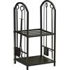Outsunny Portalegna da Interno ed Esterno a 2 Ripiani in Metallo, Portalegna per Camino con Paletta, Scopa, Attizzatoio e Pinza, 41.5x32.5x74.5 cm, Nero