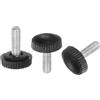 QUARKZMAN 20pz Manopole Zigrinate con Filettatura Maschio M4 x 14mm, Vite a Mano Pomelli di Bloccaggio con Maniglia in Plastica Asta Filettata, Nero