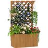 Outsunny Letto per Orto Rialzato da Esterno con Grigliato, Tetto a Pergola e Fori di Drenaggio, Fioriera da Esterno per Piante Rampicanti in Abete, per Fiori e Verdure, 64x33x122 cm, Color Legno