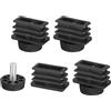 QUARKZMAN 4 Set Piedini Regolabili per Mobili, 20x40mm Gambe Mobili Regolabile in Plastica Livellamento Rettangolare Scorrevoli Vite Inserto Tubo per Foro 20mm per Tavolo Sedia Mobili, Nero