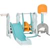 HOMCOM Scivolo per Bambini 4 anni max con Altalena, Canestro, Porta da Calcio e Anelli, Gioco per Bambini in HDPE e PP, 210x186x133 cm, Blu e Arancione