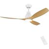 Newday 132cm Ventilatori da Soffitto con Luci e Telecomando, LED Ventilatore da Soffitto Silenzioso Reversibile, Lampadario con Ventilatore da Soffitto Legno con 3 Lama ABS Motore DC per Camera letto