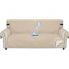 Ystyle Trapuntato Copridivano 3 Posti Con Braccioli - Estivo Impermeabile Copri Divano Antigraffio Gatto Cani, Universale Fodere Copridivani Salvadivano Antimacchia, Beige