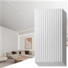 Art3d Confezione da 6 pannelli da parete 3D a doghe per decorazione di pareti interne, 0,6 x 1,2 m, in PVC, piastrelle decorative per soffitto a goccia, colore bianco