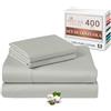 Pizuna Linens Pizuna Set lenzuola letto matrimoniale Cotone 140x200 cm Grigio, 400 fili con trama Sateen in 100% Cotone a fiocco lungo Completo lenzuola con 1 lenzuolo con angoli, 1 lenzuolo sopra, 2 federe