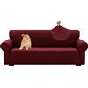 YSTELLAA Copridivano 3 Posti Con Braccioli, Elasticizzati Jacquard Copridivani, Universale Antiscivolo Sofa Cover, Moderno, Lavabili, Antimacchia, Bordeaux