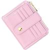 BTNEEU Porta Carte di Credito in Pelle RFID Blocco Portafoglio Sottile con Portamonete, con Cerniera, Donna e Uomo Piccolo Slim con 9 Slot Schede (Rosa sakura)