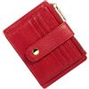 BTNEEU Uomo Donna Porta Carta di Credito Pelle RFID Blocco Portafoglio Pelle Piccolo, Porta Carta Slim con Tasca Portamonete Piccolo Portamonete in Pelle con 9 Slot per Carte, Rosso, Petit, Classico