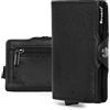 Bronzi Portafoglio Porta Carte Credito - Portafoglio Uomo Slim Portacarte uomo - Mini Porta Tessere - Protezione RFID - Design Smart Italiano Scatola Regalo inculsa (Nero Saffiano ZIP)