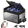 BougeRV Rocky2 52L Frigorifero per Auto con Batteria Ricaricabile da 173 Wh Frigo Auto 12V 220V Compressore Potente da 5,7 cc App Frigorifero Portatile Doppia Zona per Camper Viaggio Barca Camion -20℃