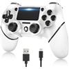 YUYIU Aggiornamento Wireless Controller per Ps4 Remote Plays-tation 4/Slim/Pro/PC, Controllori con Doppio Vibrazione Shock Speaker, Jack per Cuffie Touch Pad Six Axis Motion Control (Bianco perla)