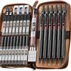 Nicpro 6 pezzi matite meccaniche in custodia pelle, portamine da disegno artistico da 0,3 0,5 0,7 0,9 2 mm per schizzi e scrittura, matita con 18 ricariche di mine (6B 4B 2B HB 2H 4H colori)