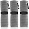 xuefenfei 3 Pezzi Asciugamano da Golf in Microfibra con Moschettone, Accessori Golf, Ripiegabile, 41 * 30cm, Altamente Assorbente, Ad Asciugatura Rapida, Inodore, Motivo Waffle (Grigio Chiaro)