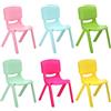 Jolitac Set di 6 sedie impilabili per bambini con schienale, in plastica, per interni ed esterni, portata fino a 70 kg