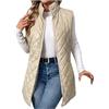 Generic Gilet lungo da donna leggero trapuntato gilet con cerniera completa colletto alla coreana gilet imbottito termico comodo casual piumino gilet senza maniche giacca da donna scaldacorpo, #1 cachi., L