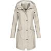 Generic Cappotto impermeabile lungo da donna giacche antipioggia da esterno plus size giacca a vento con cappuccio autunno inverno leggero trench cappotto funzionale traspirante antivento soprabito, 2-beige,