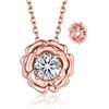 MomentWish Collana da donna in oro rosa, 1 carati di moissanite, con ciondolo a forma di rosa, in argento Sterling 925, regalo di compleanno per lei, Argento sterling, Moissanite