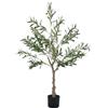 HOMCOM Pianta Artificiale di Olivo Alta 120 cm, Albero Finto da Interno con 450 Foglie e 20 Olive, Vaso Incluso, Alberello Decorativo per Salotto, Ufficio e Ingresso
