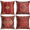 Alricc Set di 4 federe per cuscini geometriche kilim marocchine, decorazione per la casa, stile orientale, per soggiorno, 45,7 x 45,7 cm, cuscini per divano, federe colorate rosse tribali