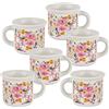 Baroni Home Tazzine in Ceramica da Caffè, Set 6 Bicchierini con Manico da Caffè 8X6X6 cm Fiori