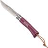 Opinel Coltello con lama ripiegabile, manico colorato e laccio di cuoio Virobloc, lama inox