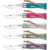 Opinel Coltello con lama ripiegabile, manico colorato e laccio di cuoio Virobloc, lama inox