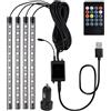 Fsaklaskdy 4 Pezzi Auto Interni, 8 Colori Luci Interne a per Auto, Accessori Impermeabile Strisce con Porta USB Controllo, Multi Colore Music Sync Lampade, Illuminazione Strisce