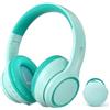 TONOSHARK Cuffie Bambini ANC, 60h Autonomia, Bluetooth Senza Fili Over-Ear con Microfono- Ideali per Casa/Scuola/Viaggi/Feste Custodia Inclusa (blu-verde)