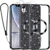 Kokio Glitter Magnetica Cover per iPhone XR con Cordino, Compatibile con MagSafe, Brillantini Sottile Silicone TPU Antiurto Custodia per iPhone XR con 2 Vetro Temperato Bumper, Nero
