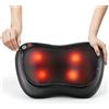 ALLJOY Cuscino massaggiante con funzione termica - Massaggiatore Shiatsu per collo, spalle e schiena - Massaggiatore per schiena con testine massaggianti rotanti 3D migliorate - Pelle PU, regalo per