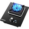 KKJPL Cucina A Gas In Vetro Temperato Nero, 1 Bruciatore, 5,2 KW, 9 Cavità, Fuoco Alto Temporizzato, Portapentole In Ghisa, Adatta For La Cucina Di Casa Con Protezione Antispegnimento(NG)
